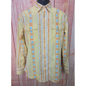 Schaefer Outfitter Mens Western Shirt Small Yellow Aztec Print